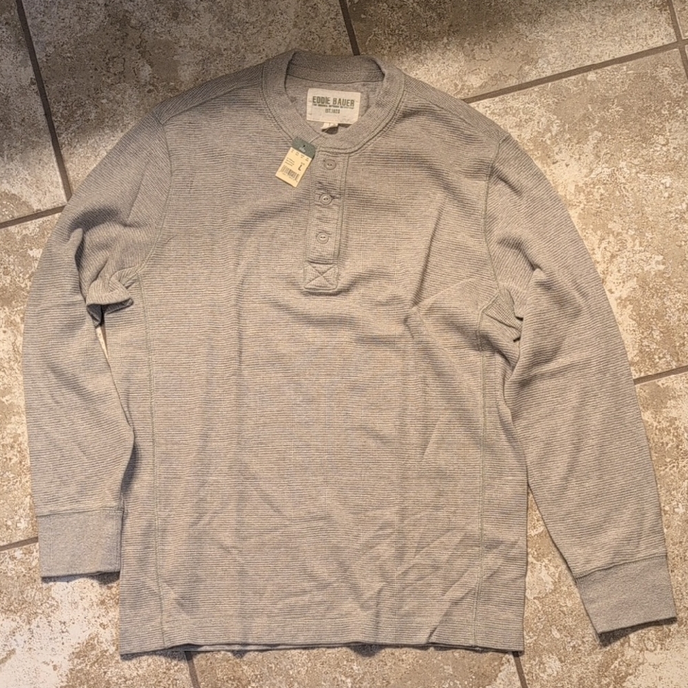 Gray Long Sleeve Henley Shirt